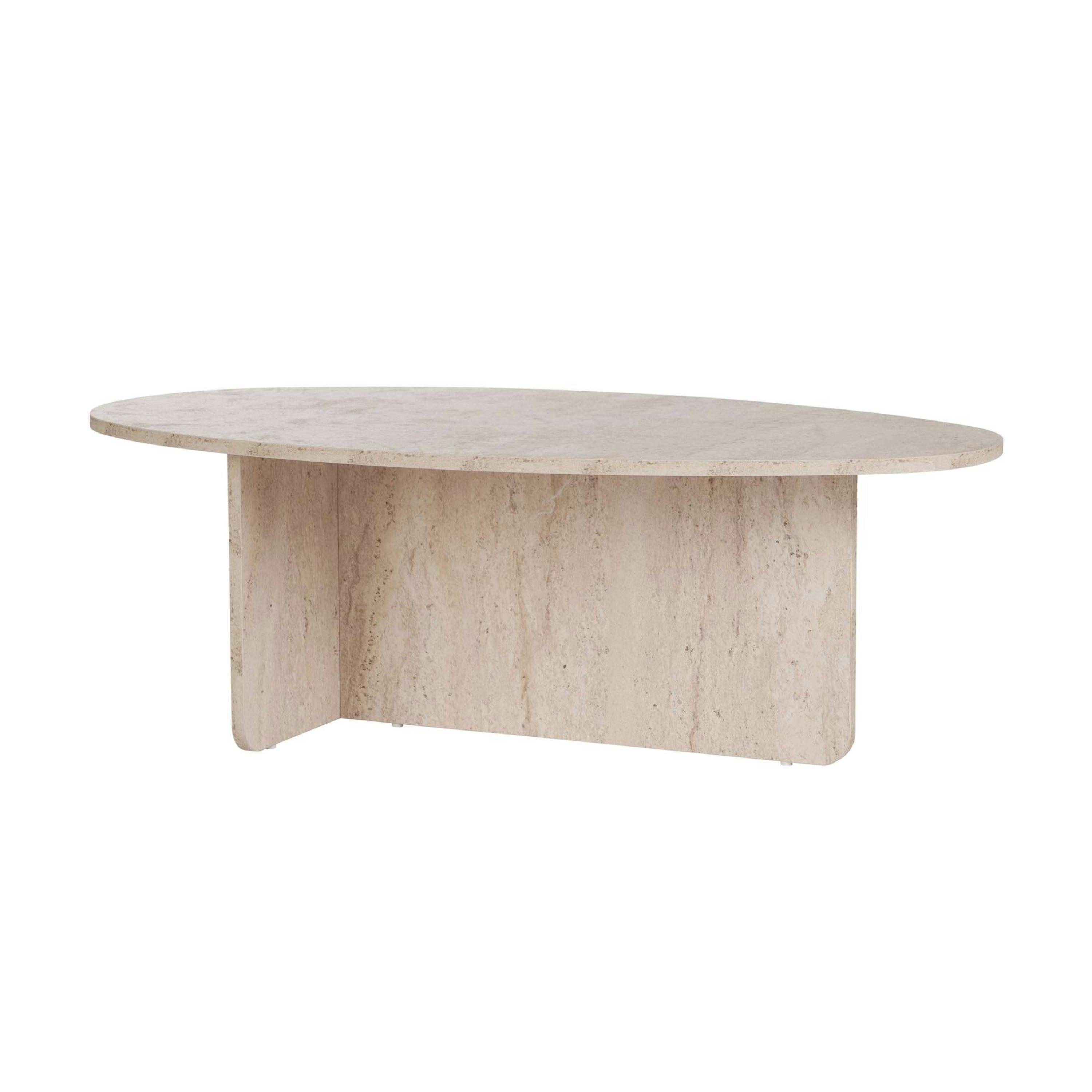 Table basse moderne ovale effet travertin – pied en T MARFA - 6