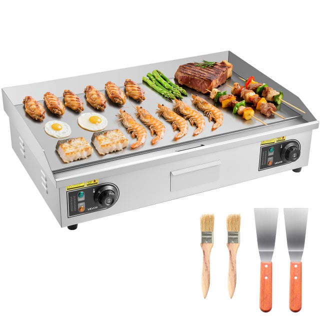 Chapa elétrica comercial VEVOR, grelhador 725 x 400 mm, 4400 W, 50-300 °C, sem ficha, instalação profissional