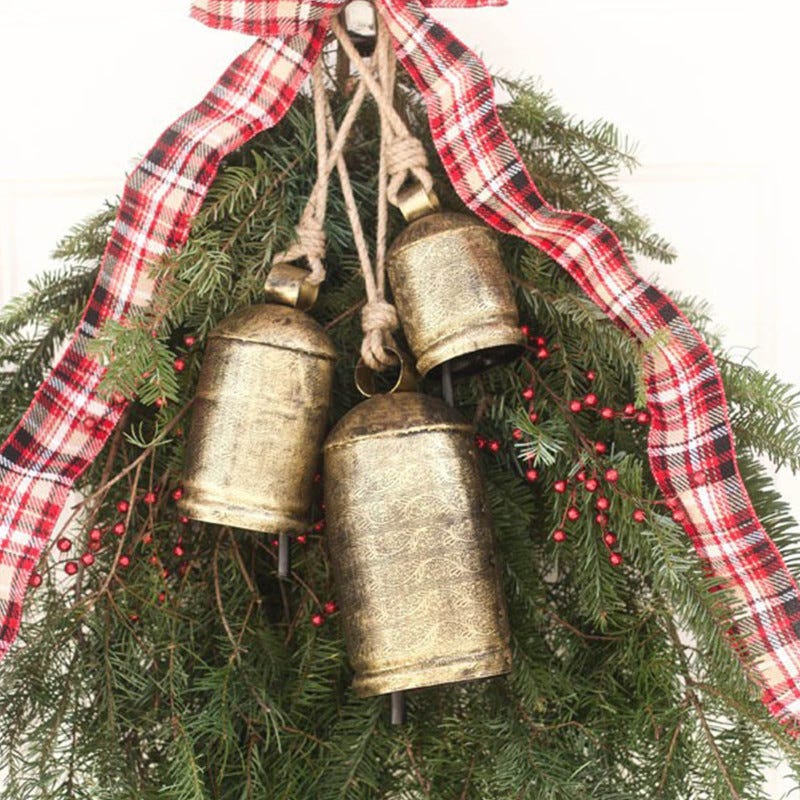 3 campane natalizie da appendere in stile shabby chic, stile 3 campane natalizie da appendere in stile shabby chic, stile
