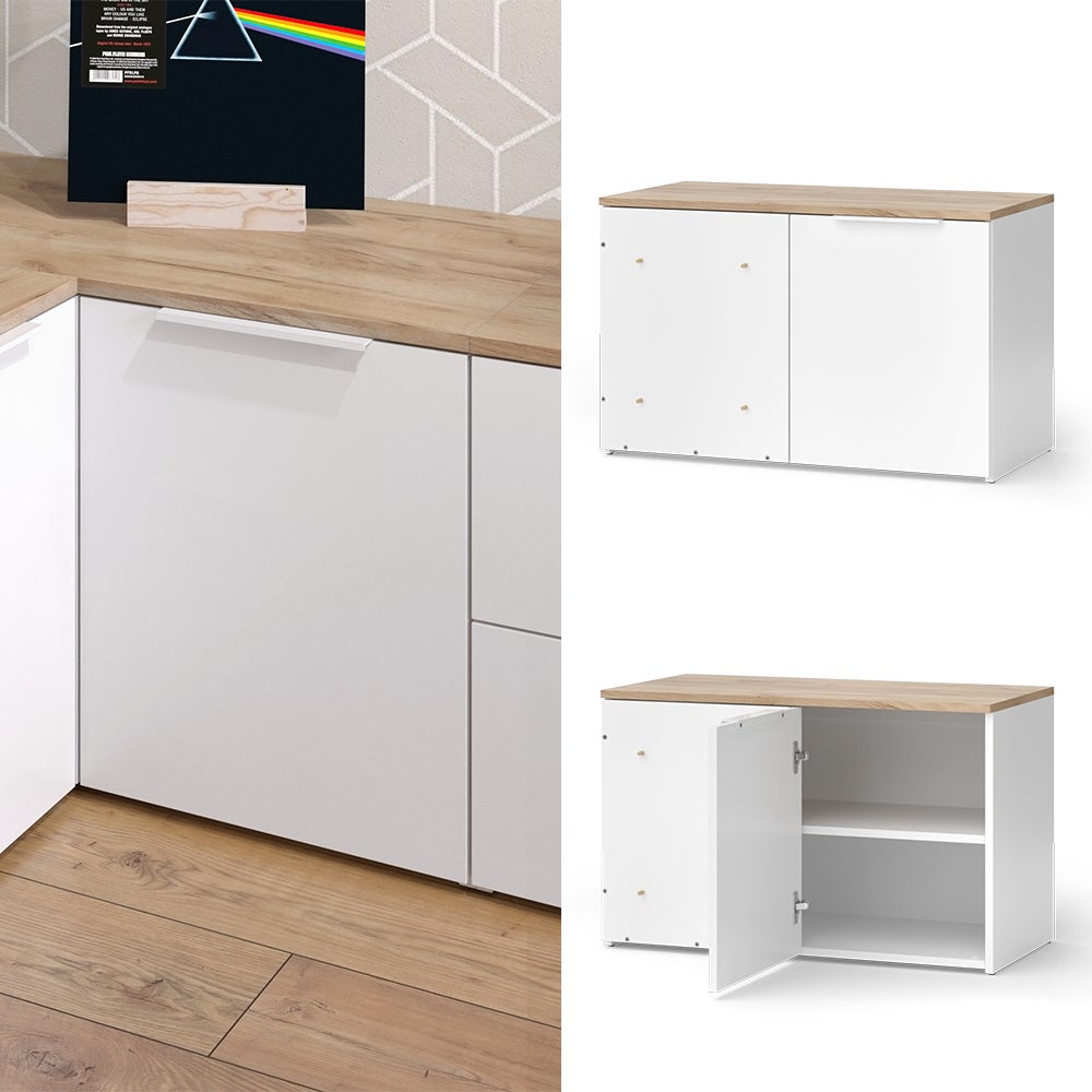 Vicco Cómoda esquinera Wido, Blanco/Sonoma, 80 x 50 cm con puerta - 2