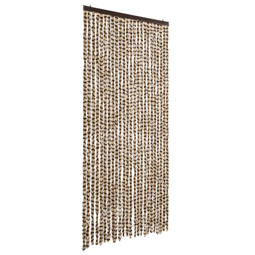 Cortina antimoscas chenilla beige y marrón 100x200 cm - comfortxl