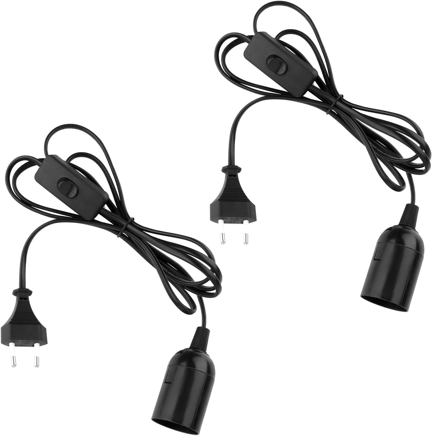 Lot De 4 Câbles E14 Avec Interrupteur Et Prise Européenne - Douille Lampe 3,5m Câble Blanc Pour Abat-jour