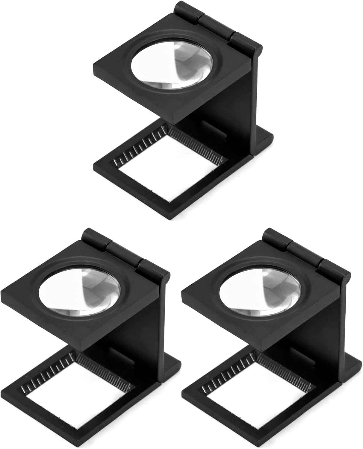 Loupe Pliable Compte-Fils En Métal Anodisé Noir - N.O.S. (New Old Stock) Neuf