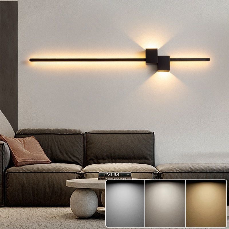 Kinkiet LED 60 cm, kreatywna lampka nocna, oświetlenie dekoracyjne do wnętrz, 3 regulowane temperatury barwowe, czarny