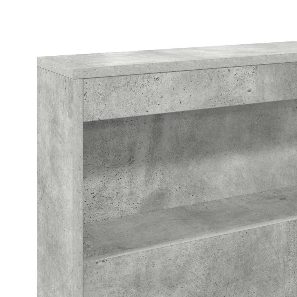 Lit bibliothèque, panneau de bois, gris béton, pour la chambre, 75 × 190 cm - 9