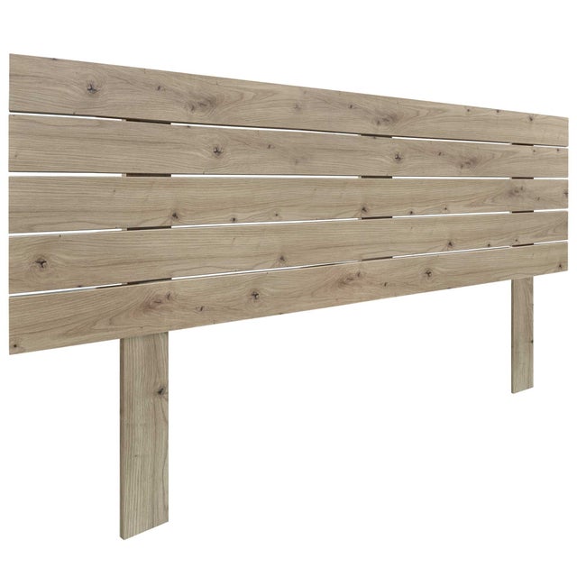 DHOME Tête de lit en bois recyclé MDF Style Palette Horizontale avec Pieds Lit en Palette Accessoires Inclus (160cm, Chêne)