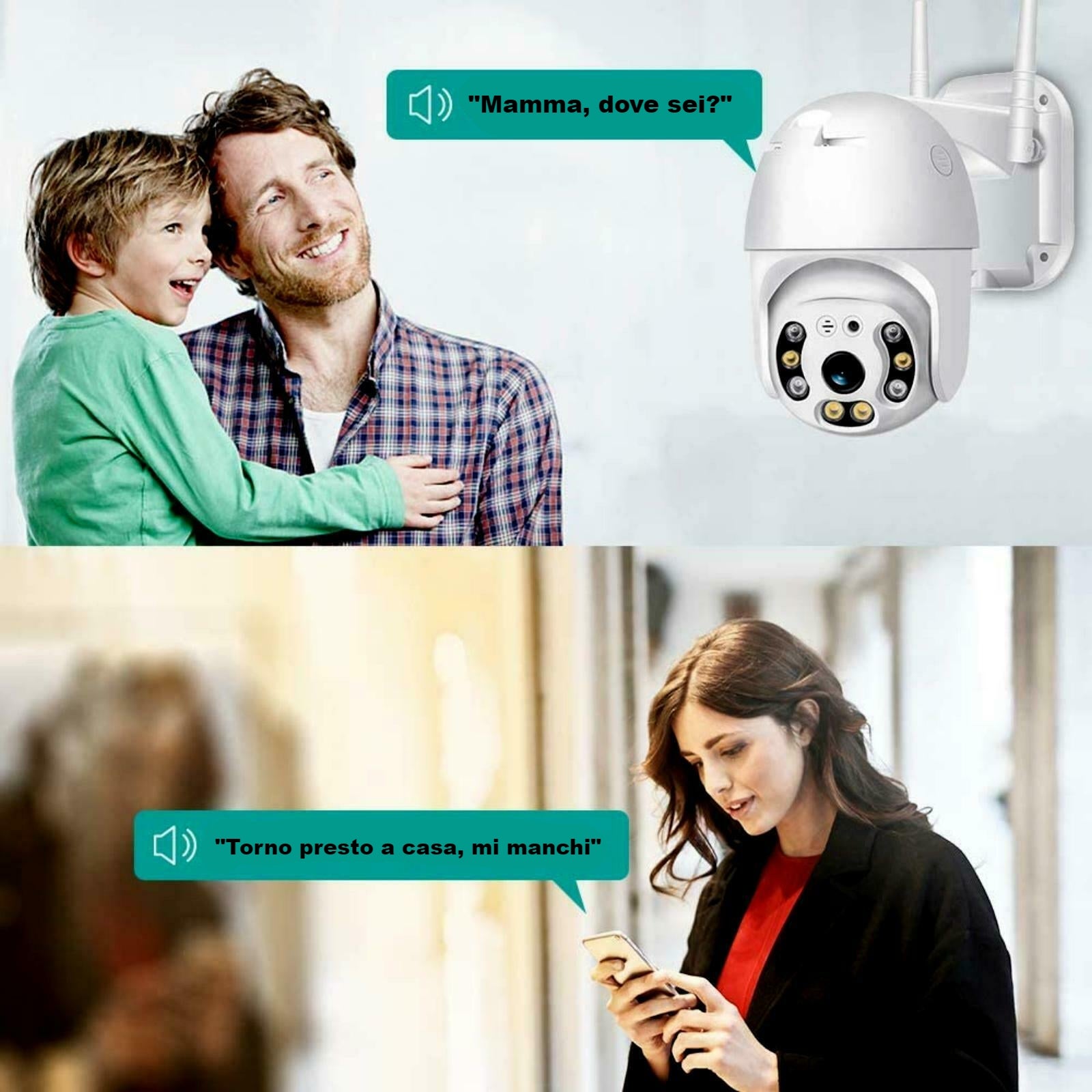 Eminent EM6400 Telecamera WiFI Interna 720P Con Audio Bidirezionale, Rilevamento Movimento, Visione Notturna, Compatibile Alexa - Per Casa, Bambini E Animali