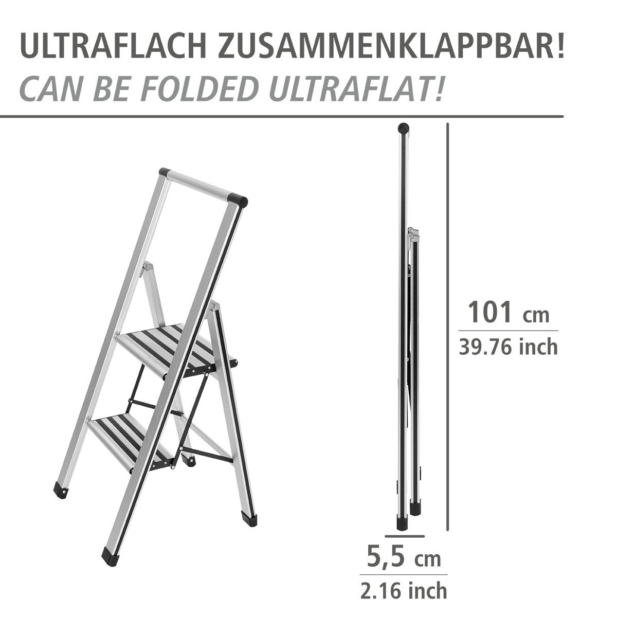 WENKO Aluminiowa Składana Drabina, 2-stopniowa Drabina Domowa - 601011100 2-Step - 5