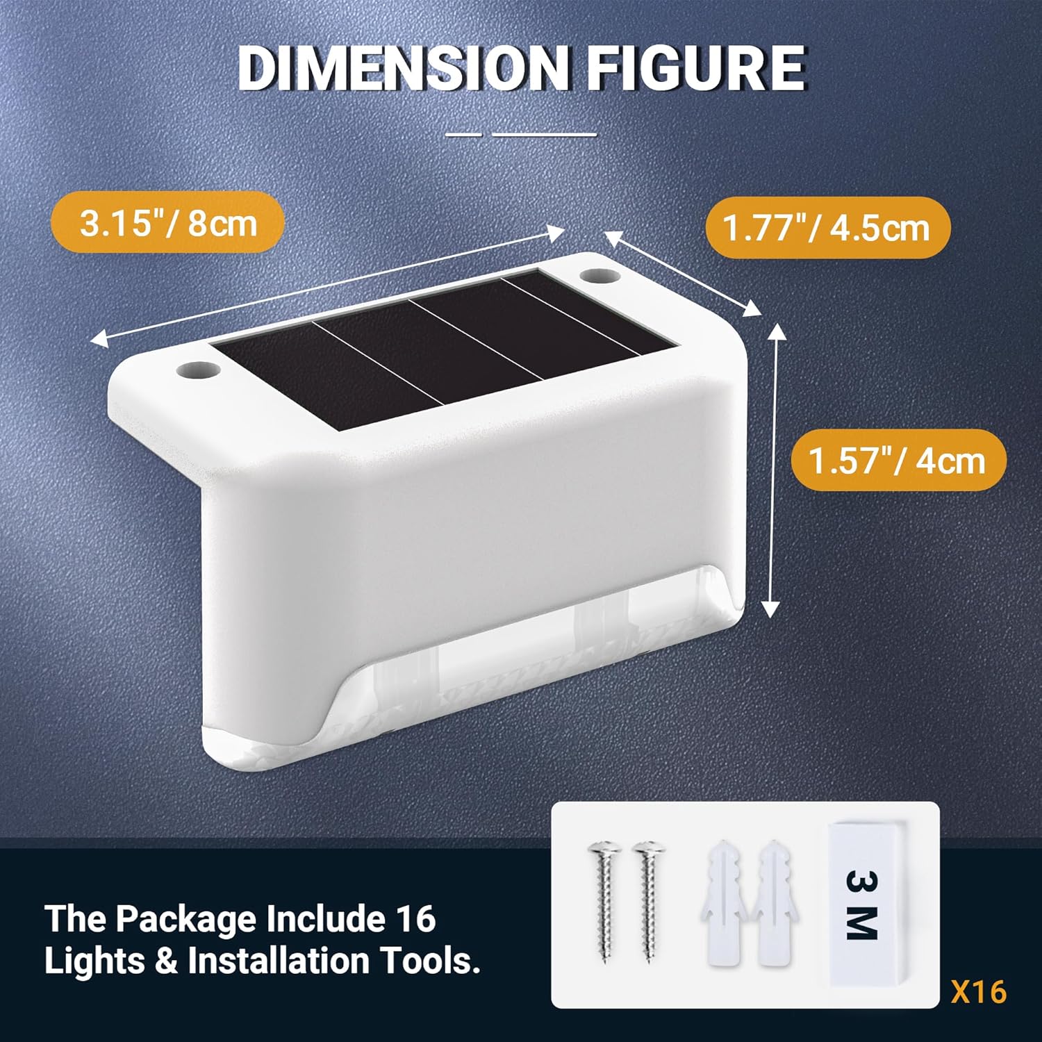 Pacote com 16 luzes solares à prova d'água, alimentadas por energia solar, para escadas, cercas, quintal, pátio, caminho (branco, branco) - 4
