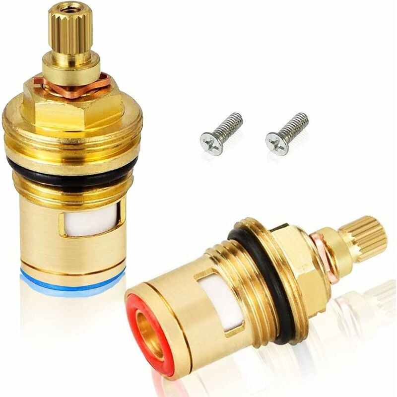 2 szt. głowic ceramicznych z główką tarczową, uniwersalne wkłady ceramiczne 1/2" do kranu ćwierćobrotowego, 20 nacięć x 53 mm, do kuchni i łazien