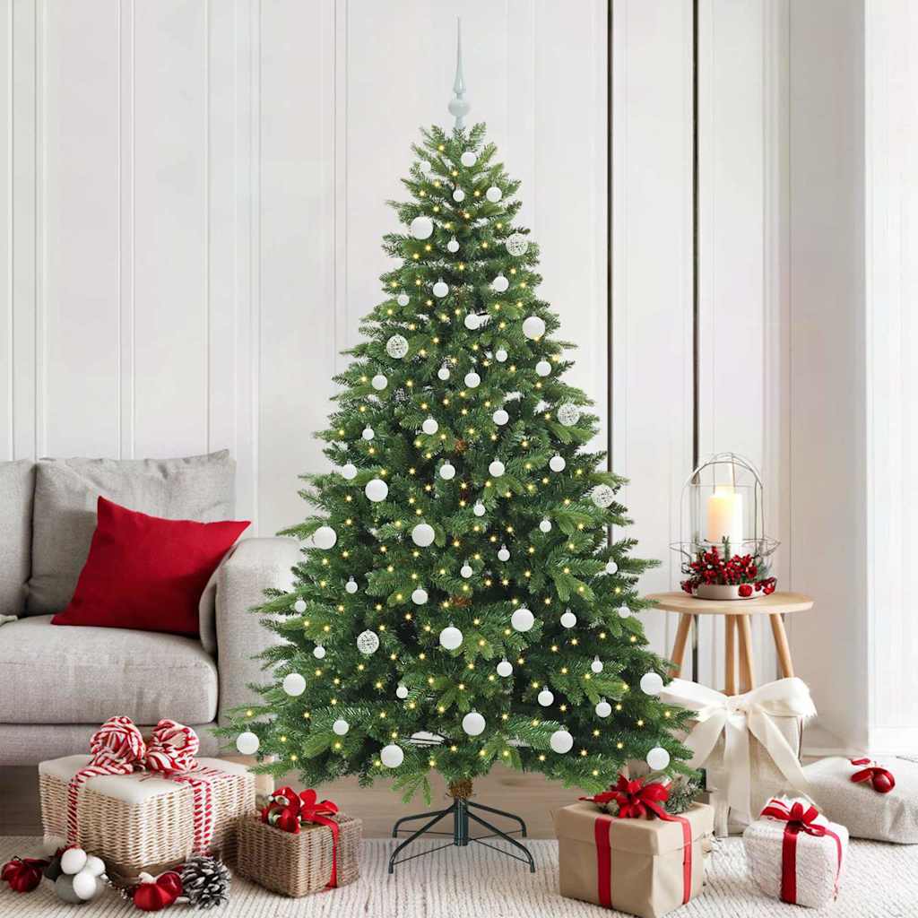 Sztuczna choinka z 300 diodami LED Zielony 180 cm PE i PVC