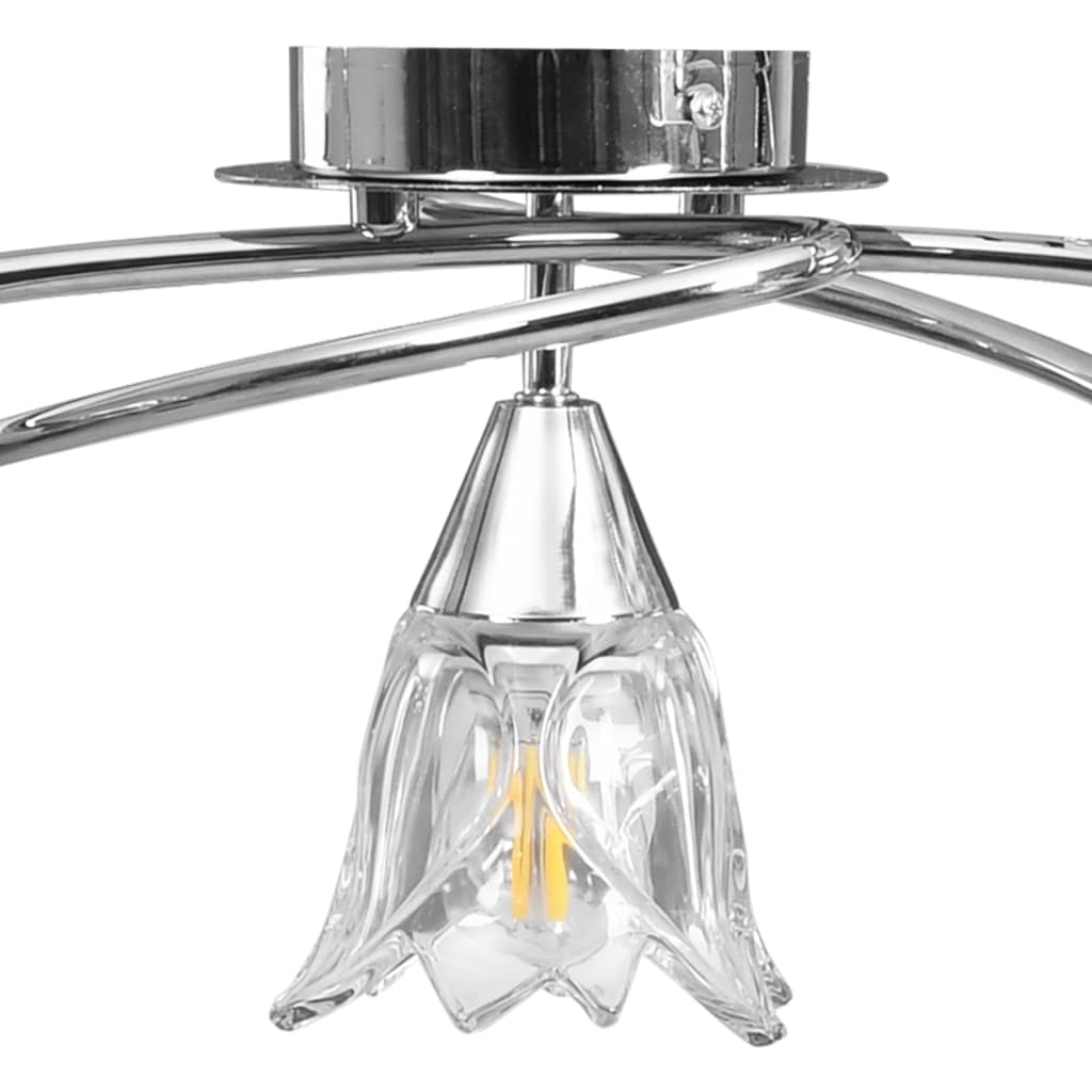 vidaXL Plafonnier et abat-jour verre transparent 5 ampoules E14 Tulipe - 5