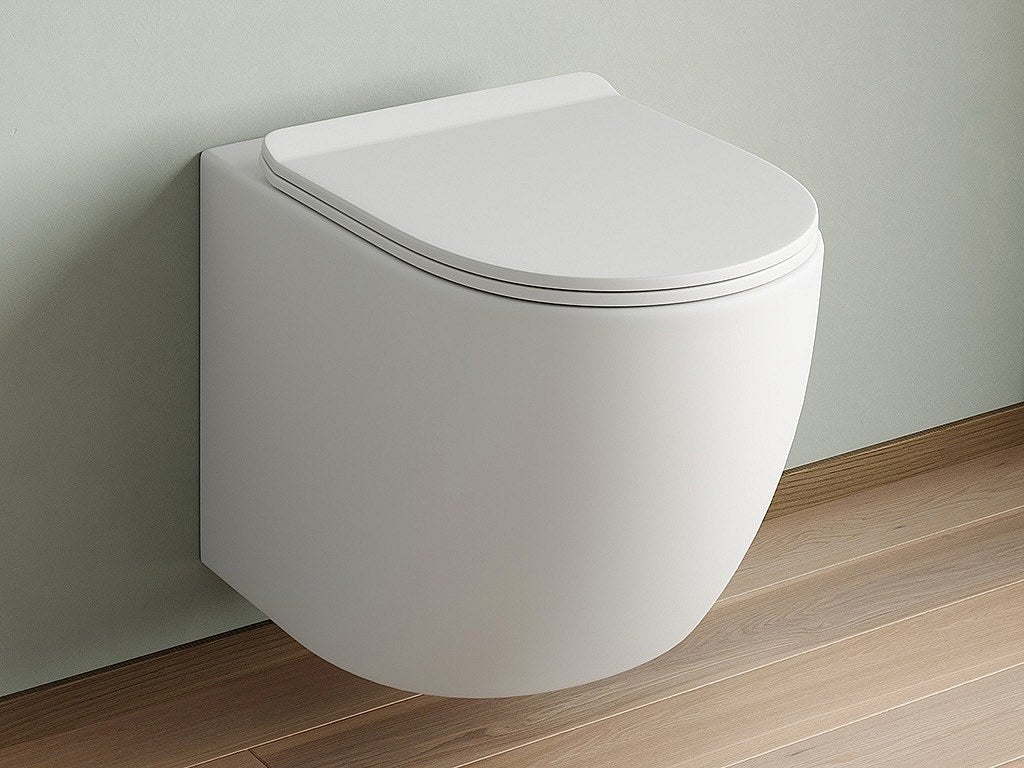 Miska WC podwieszana z białej matowej ceramiki bez kołnierza - JAVOINE
