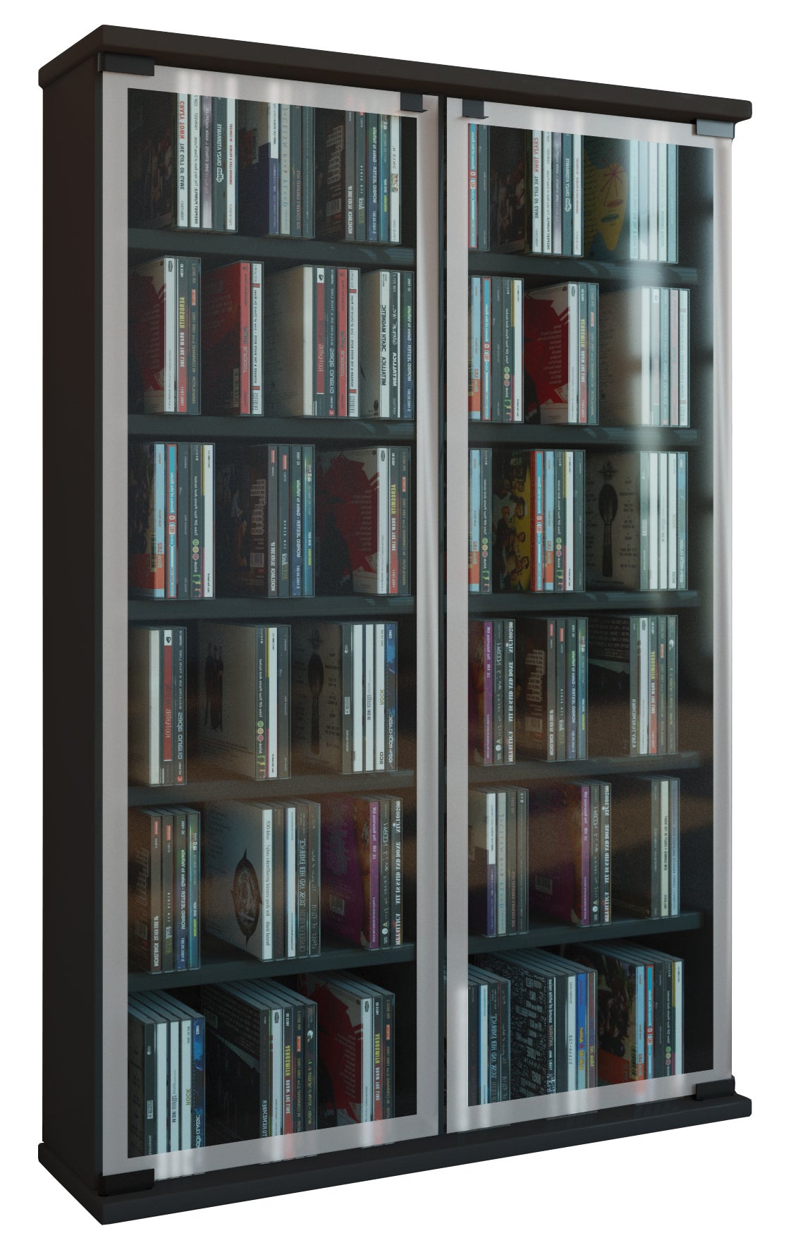 VCM Płyta CD / DVD Media Shelf Galerie Czarny H. 92 x B. 60 x T. 18 cm
