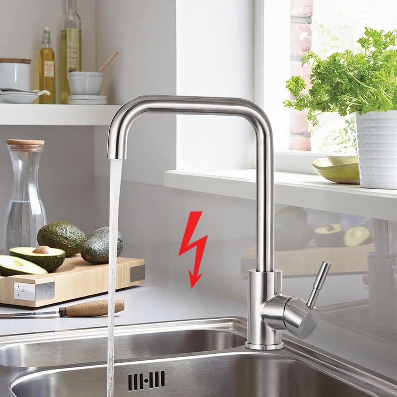 LOVHAUS Niskociśnieniowa Bateria Kuchenna, Obrót o 360°, Jednouchwytowa Bateria Kuchenna z 3 Przyłączami do Bojlera