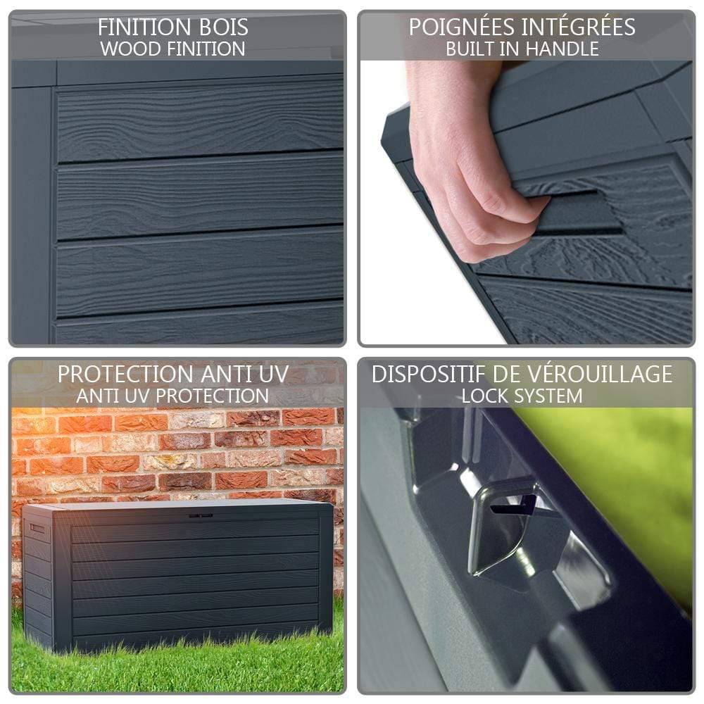 Cassapanca Contenitore da Esterno con Maniglie, 280 L, Antracite - 3