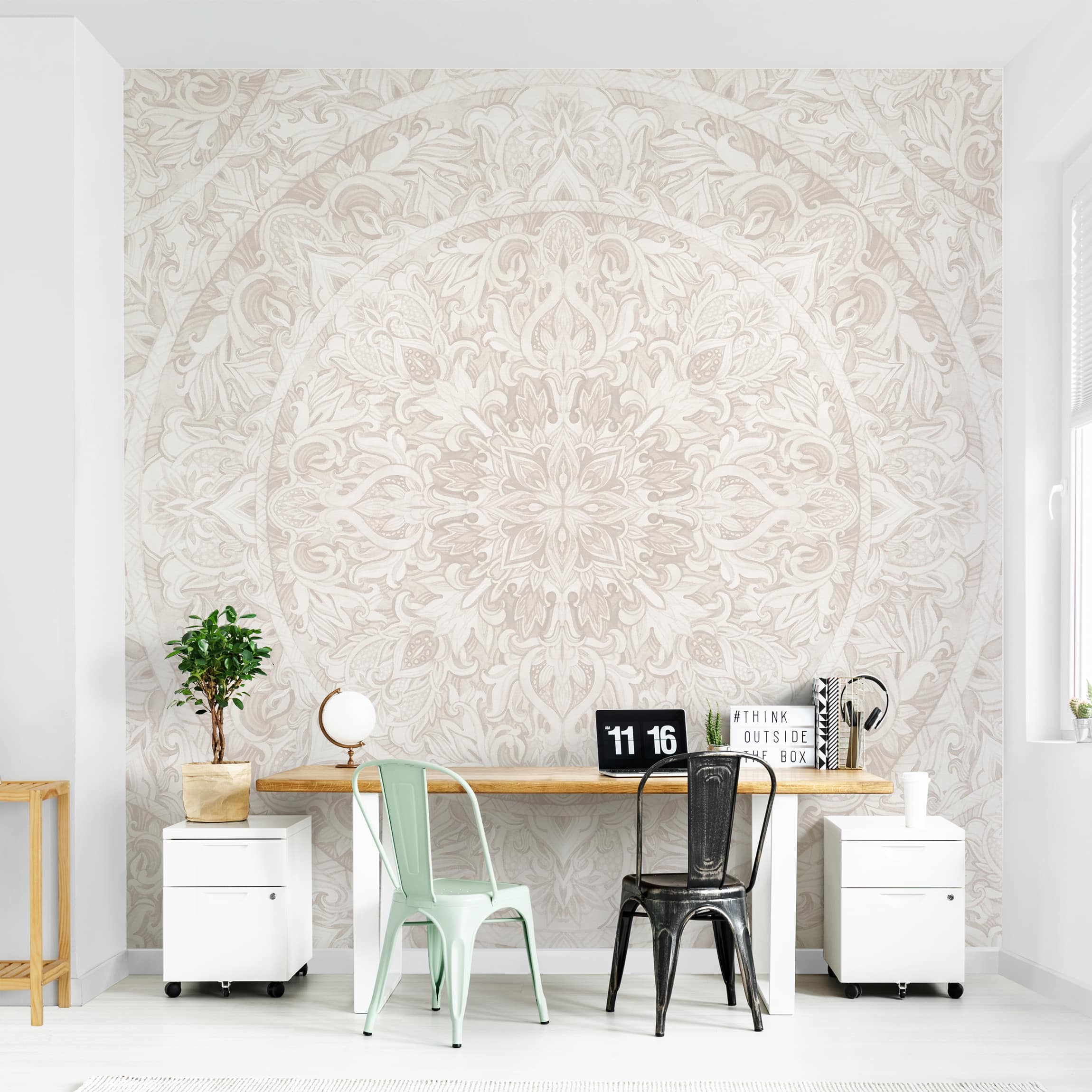 Papel pintado estampado acuarela arte motivos zen mandala 214 - salón dormitorio cocina pasillo - tnt 240 x 240 cm adhesivo