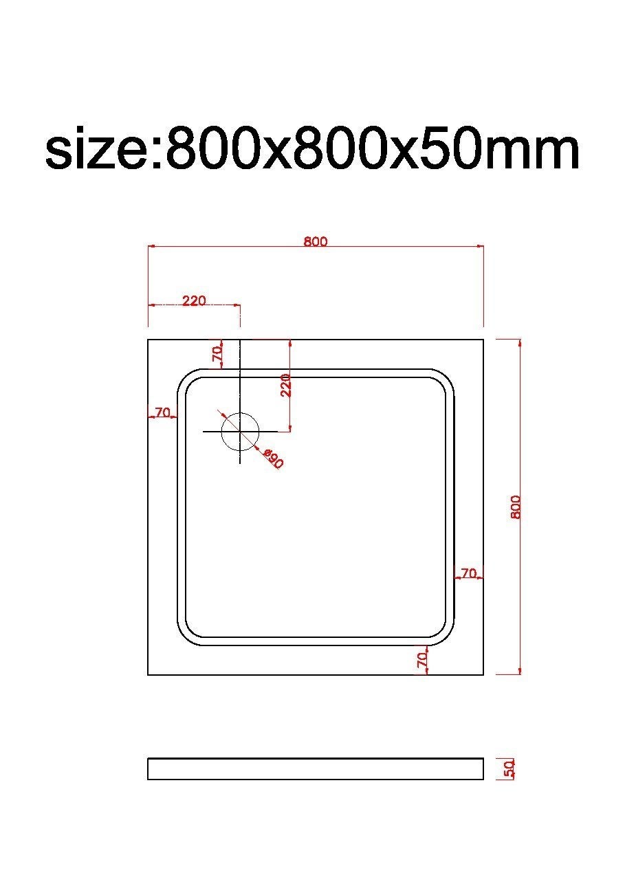Receveur de douche carré surbaissé en Abs avec bonde inclus H. 5 cm – 80 x 80 - 4
