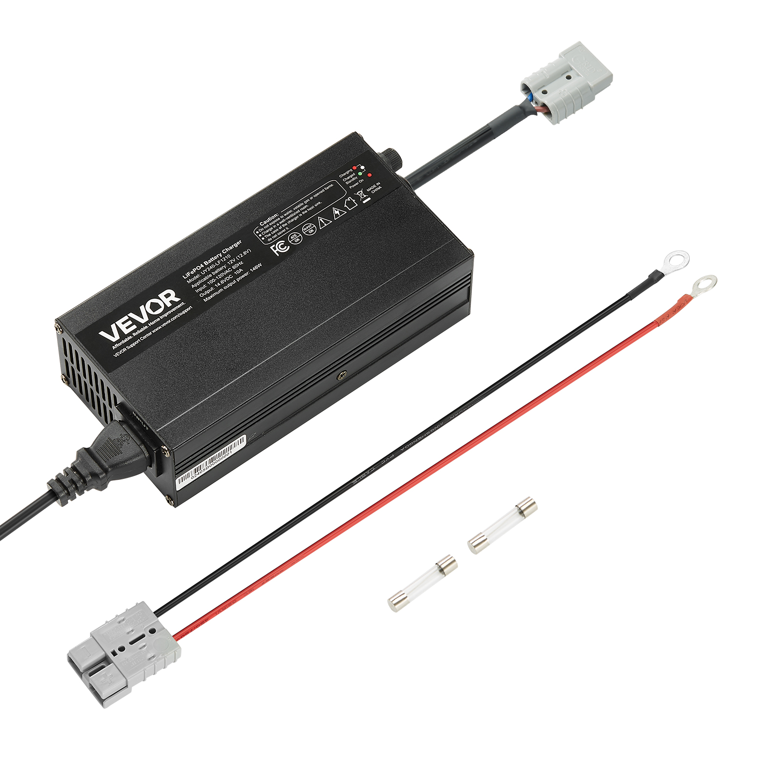 Ładowarka VEVOR 12 V LiFePO4 10 A Ładowarka akumulatorów litowych 14,6 V DC do pojazdów kempingowych
