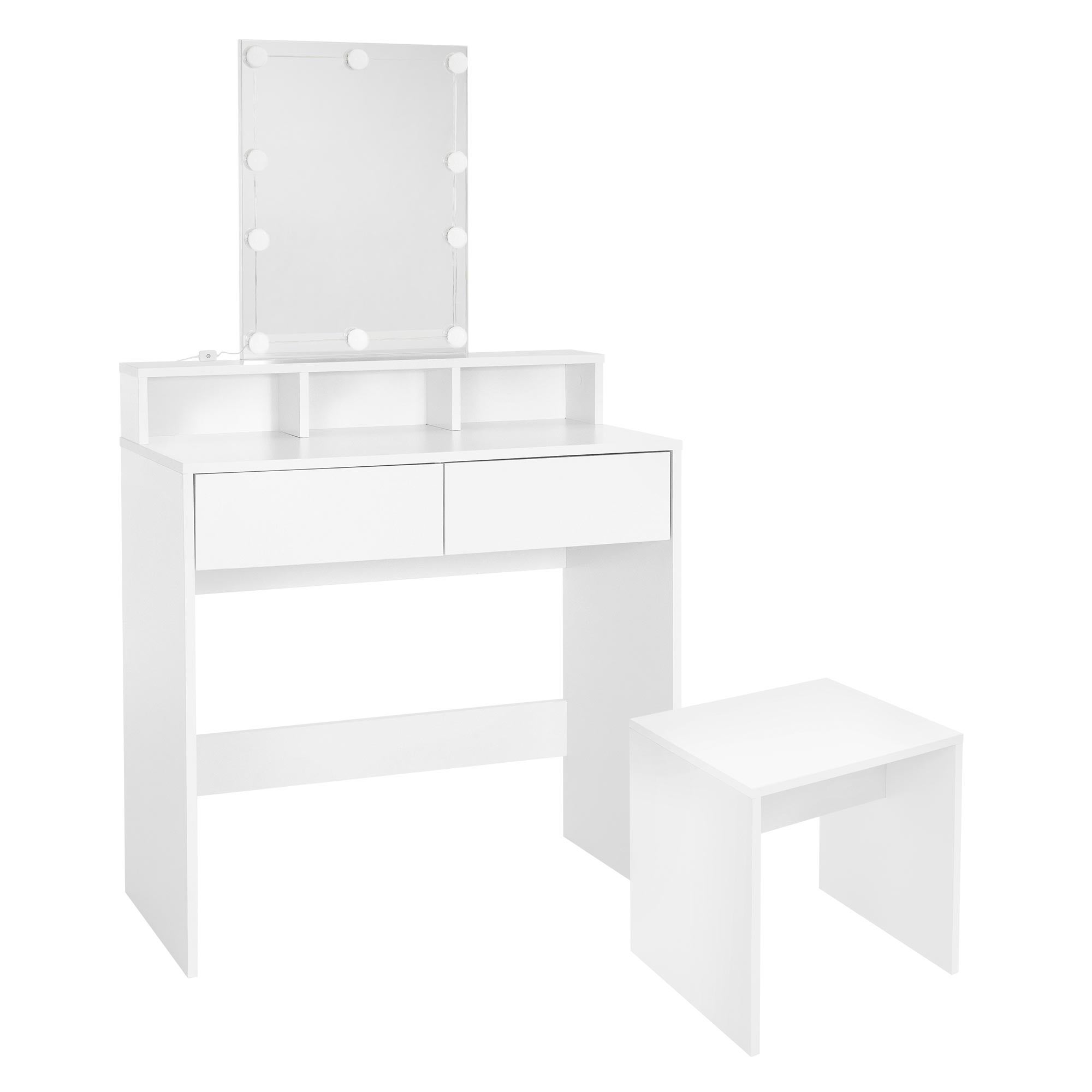 Toeletta con specchio e sgabello DIEPPE LED Bianco | Leroy Merlin