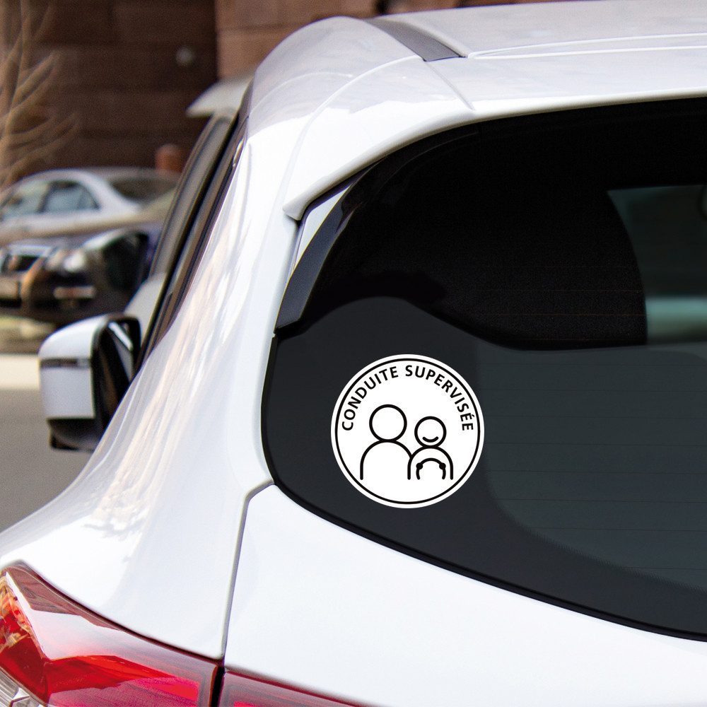Lot de 2 Stickers adhésif CONDUITE SUPERVISÉE (G1591) Diamètre 150 mm Matière Adhesif - 2