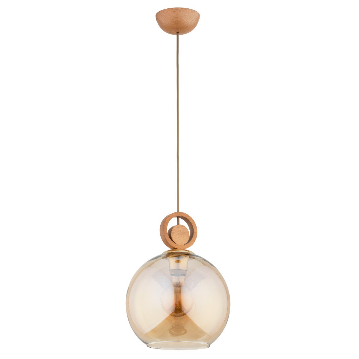 Lampa wisząca Sara jasne drewno-bursztynowy 1xE27x15W wym: 105 x 25 x 25 cm metal Alfa