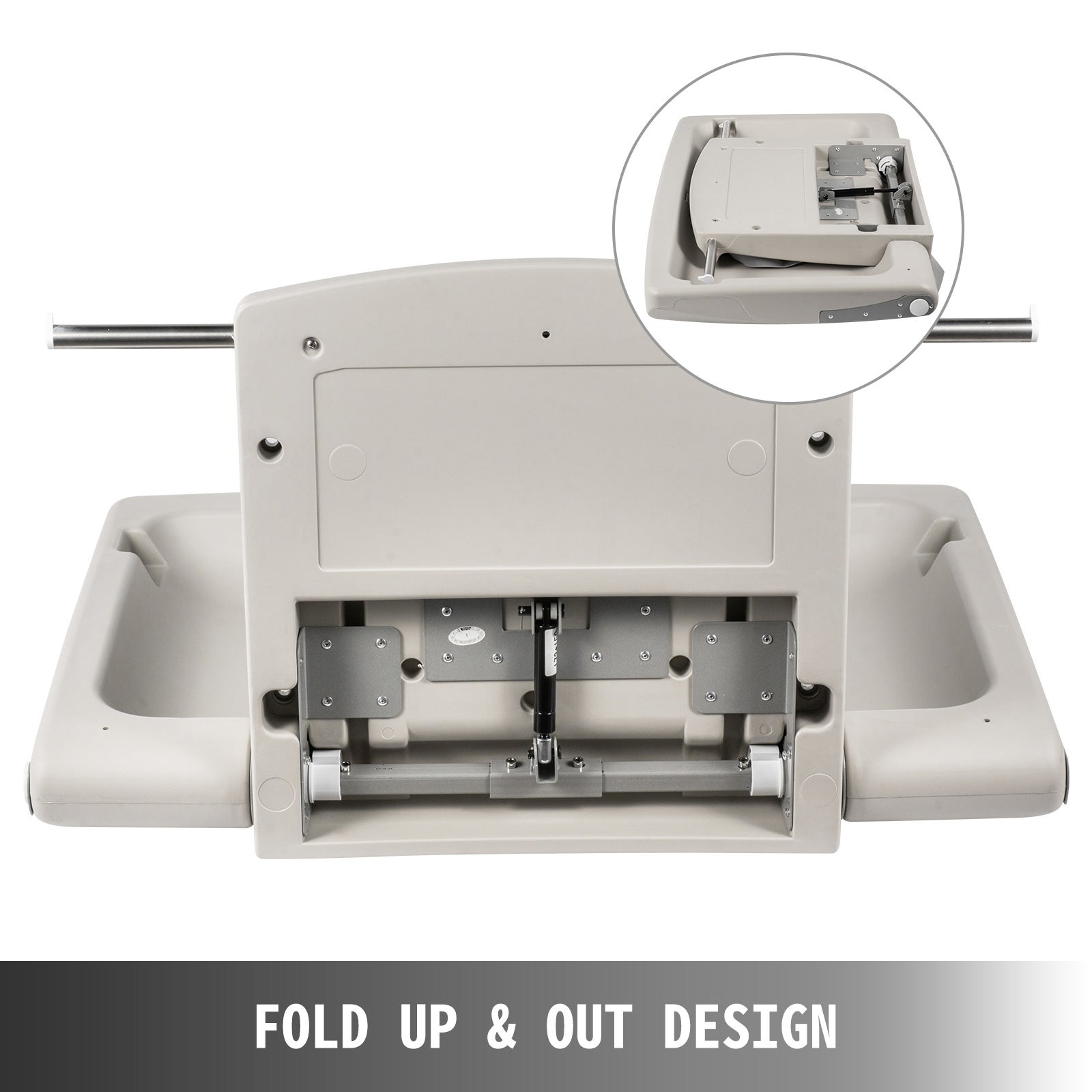 Table a Langer Murale VEVOR en HDPE Station de Couche-culotte Charge 15kg Table a Langer Bebe Pliable Table a Langer Commerciale Ceinture de Securite - 5