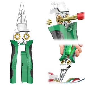 8 En 1 Dénudeur De Câbles Multifonction Avec Testeur Tension – Acier Allié Vert – Outil Électricien Pro