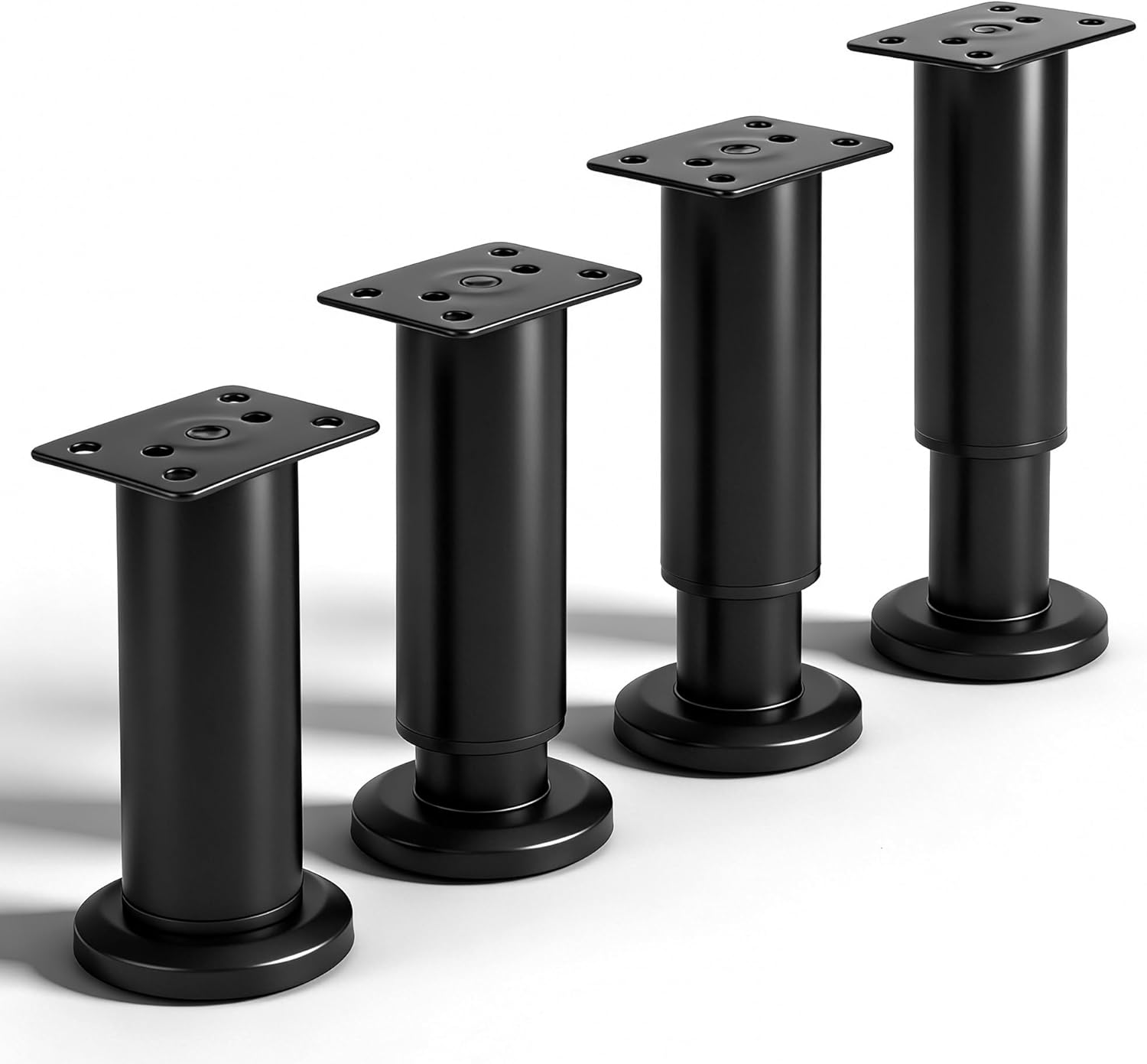 4 picioare reglabile pentru mobilă 12-18 cm, picioare metalice reglabile universale pentru scaune, paturi, canapele, dulapuri, cu șuruburi