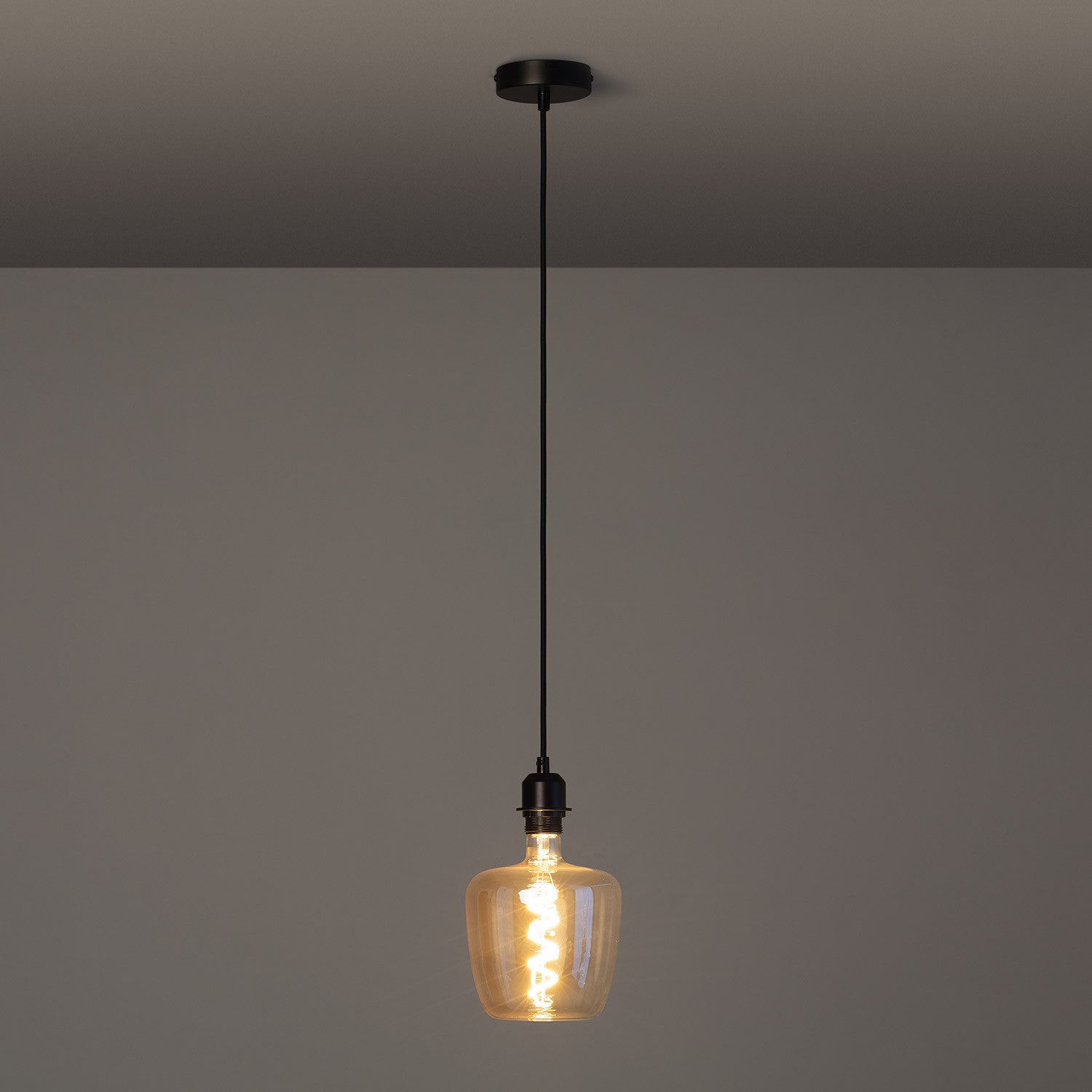 Lampe Suspendue Câble Textile Naturel Noir Naomie, Noir, Fer,Textile, E27, IP20, 1500 mm x Ø100 mm - 7