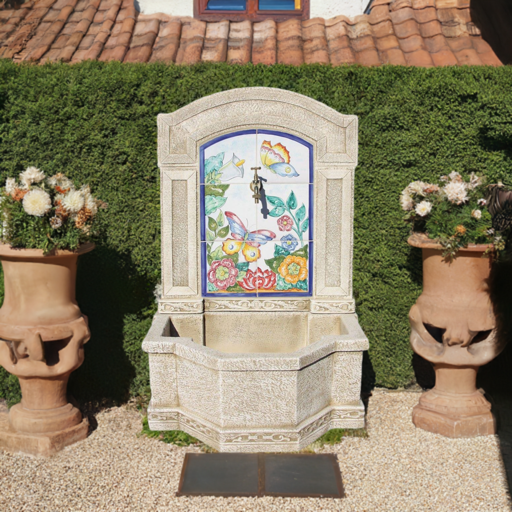Fontaine de Jardin DELIA 71X45X109cm. Peinture murale en Betón Pierre de couleur Vert - 4