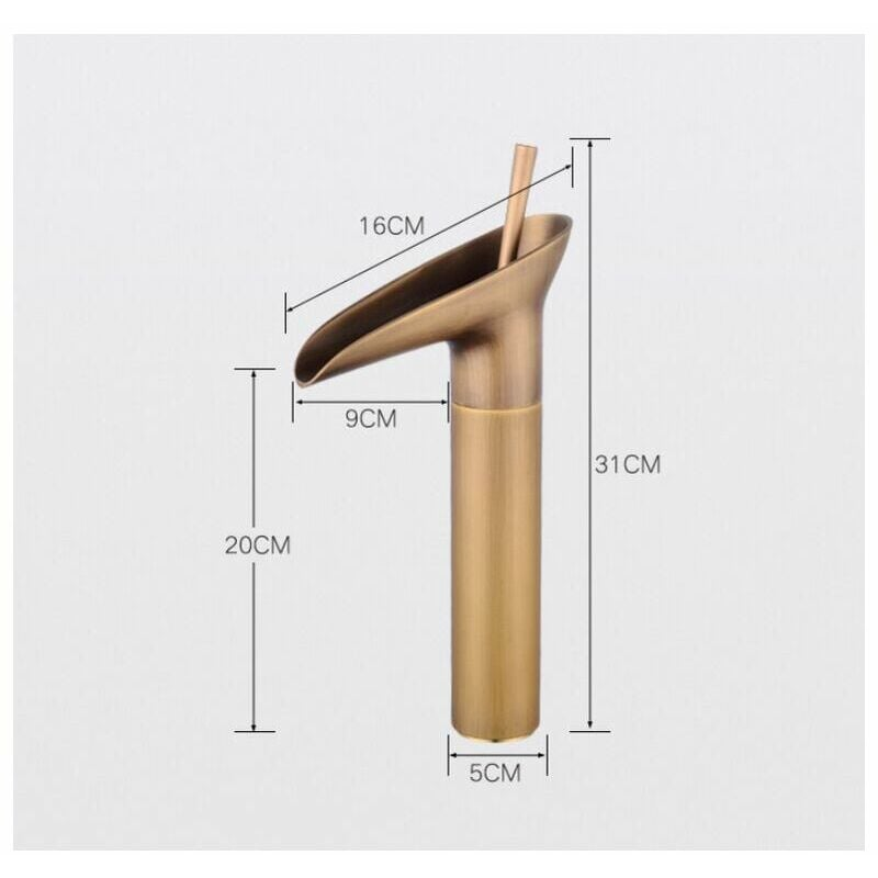 Mitigeur de lavabo, mitigeur cascade de salle de bains, mitigeur de lavabo réglable chaud et froid, laiton chromé - 2