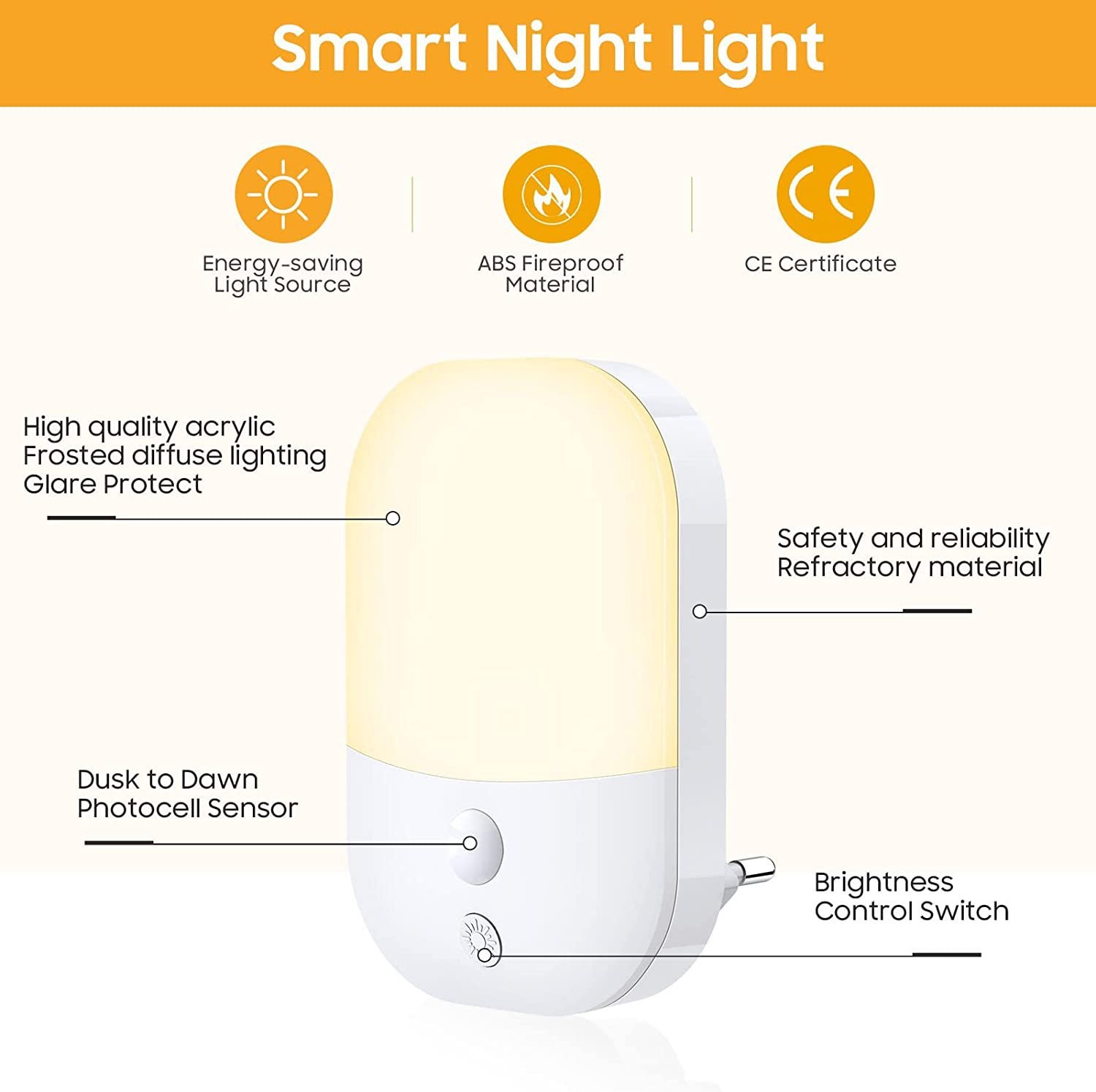 4 Luci Notturne A LED Con Sensore Crepuscolare - Luce Automatica Per Corridoio E Bagno - Blu, Attacco A Spina - 2