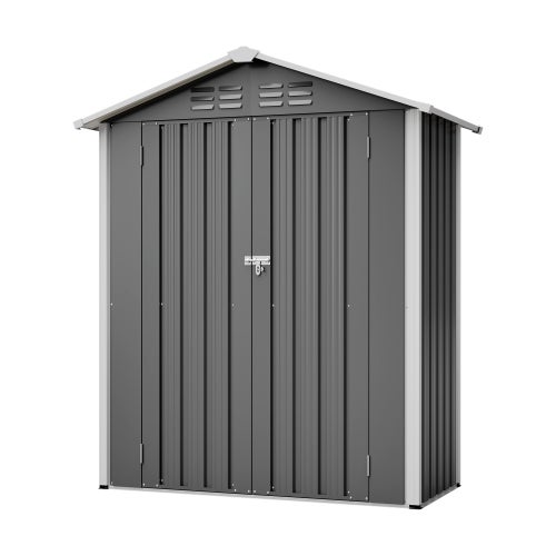 Abri de jardin en métal avec trous de ventilation, comprenant une base — free download