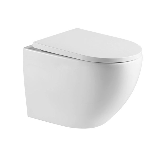 Toilette sospesa Tornado Quiet, senza flangia, con fissaggi invisibili e sportello anticaduta (SAT67010RTORP)