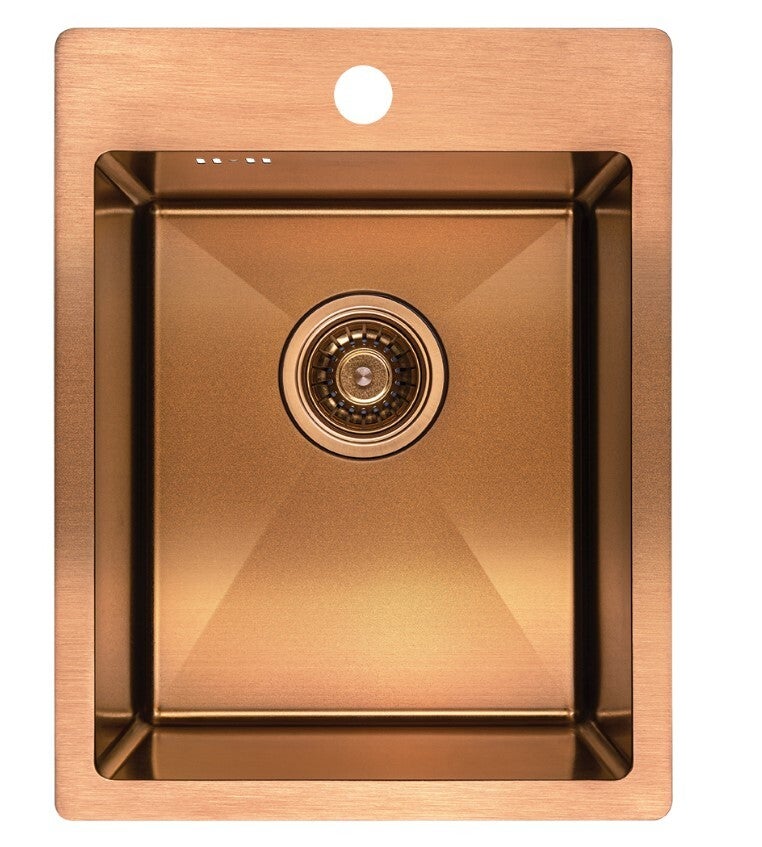 Fregadero de cocina marmara cobre cepillado, 1 seno, acero inoxidable, 48x37,5