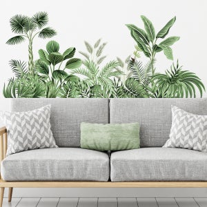 Autocollants Muraux Plantes Vertes En Pot - 2 Feuilles - PVC Amovible - Pour Salon, Chambre, Bureau