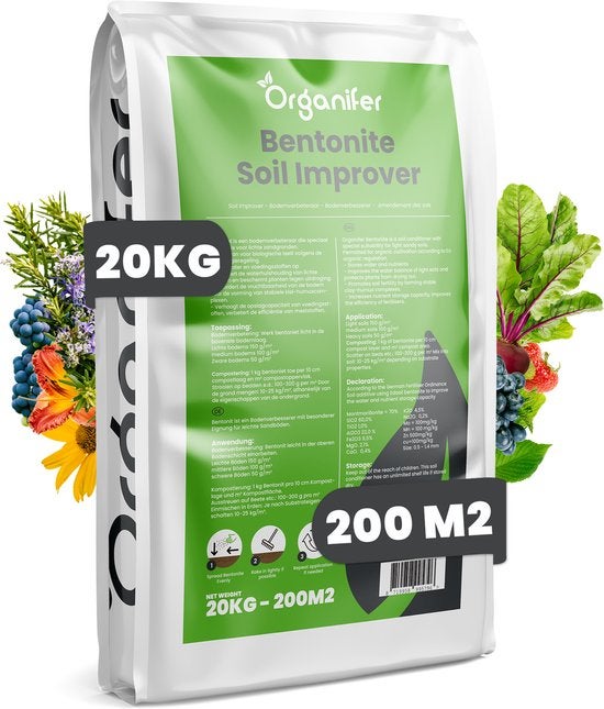 Bentonite Argile - Amendement De Sol - 20 Kg Pour 200 M2 - Organifer