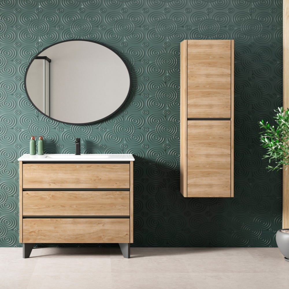 Meuble De Salle De Bain Avec Lavabo Intégré - 76x46x83,5 Cm - 3 Tiroirs + Porte - Gris Anthracite Laqué - Étanche