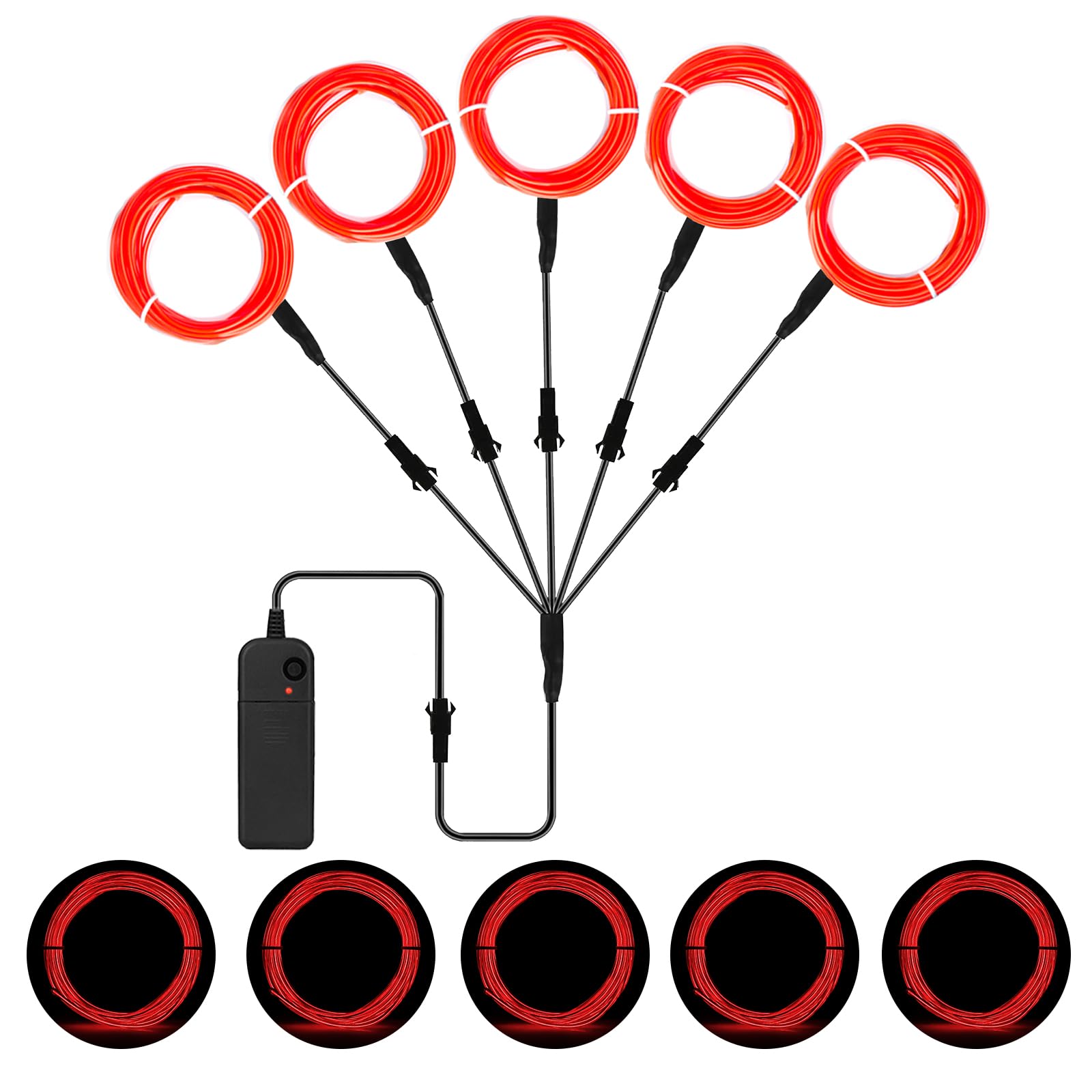 EL Wire Battery Lights 5 na 1 metr EL Wire Neon Lights 3 tryby 360° EL Wire Lighting Kit Rope Light