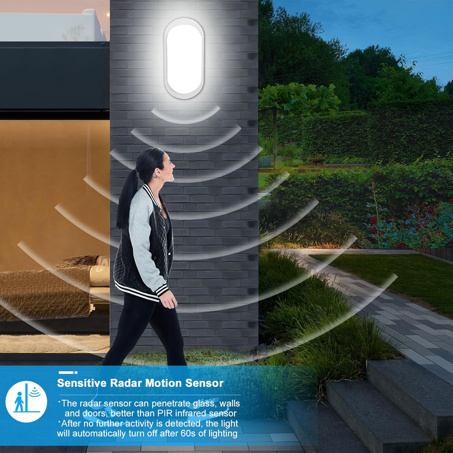 LOVHAUS Lot de 2 Applique Murale LED Extérieure à Détection de Mouvement 12W,IP65 LED Projecteur Mural Extérieur 4000K pour Jardin,Garage,Parc - 2