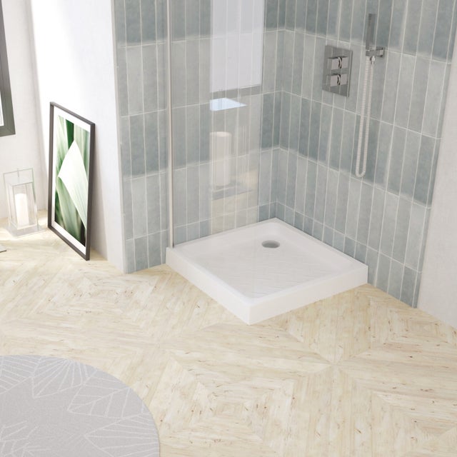 ONDEE - Plato de ducha CERA - relieves antideslizantes - 70x70x9cm - Gres - Blanco