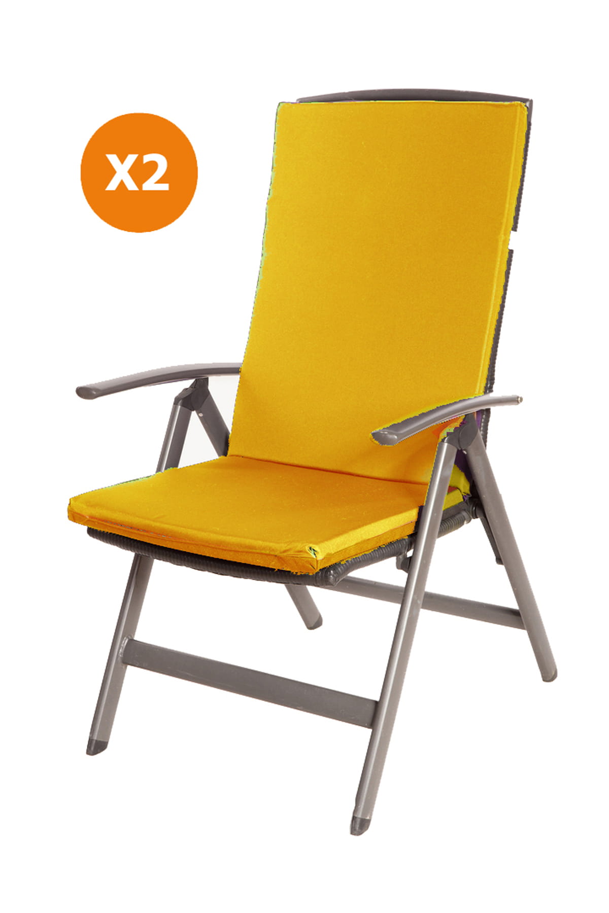 Cojín para silla 110x47x4cm 2 piezas| cojín para sillón de exterior naranja| cojín de asiento con respaldo alto| juego de cojines para jardín