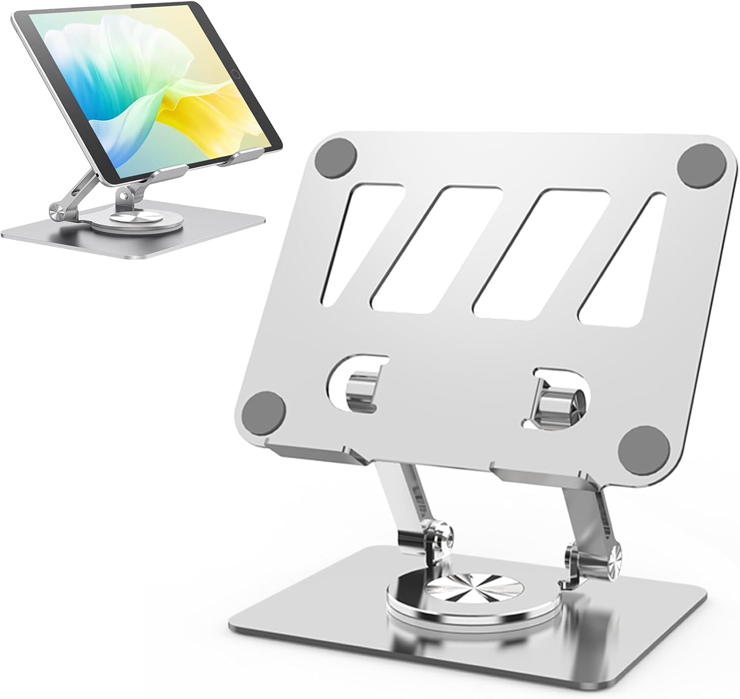 Podstawka pod tablet z obrotową podstawą 360°, regulowana, składana, kompatybilna z iPad/Pro/Air/Mini iPhone 15 Pro Switch 4,7-12,9" (srebrna)