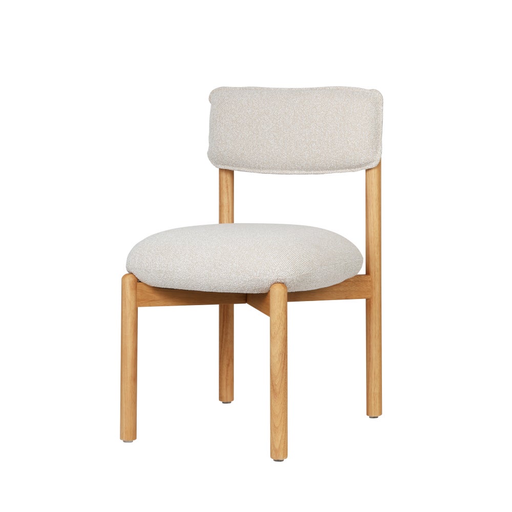 Chaise en bois design Frank avec assise rembourrée, confortable et robuste, style moderne minimaliste, Beige - 7