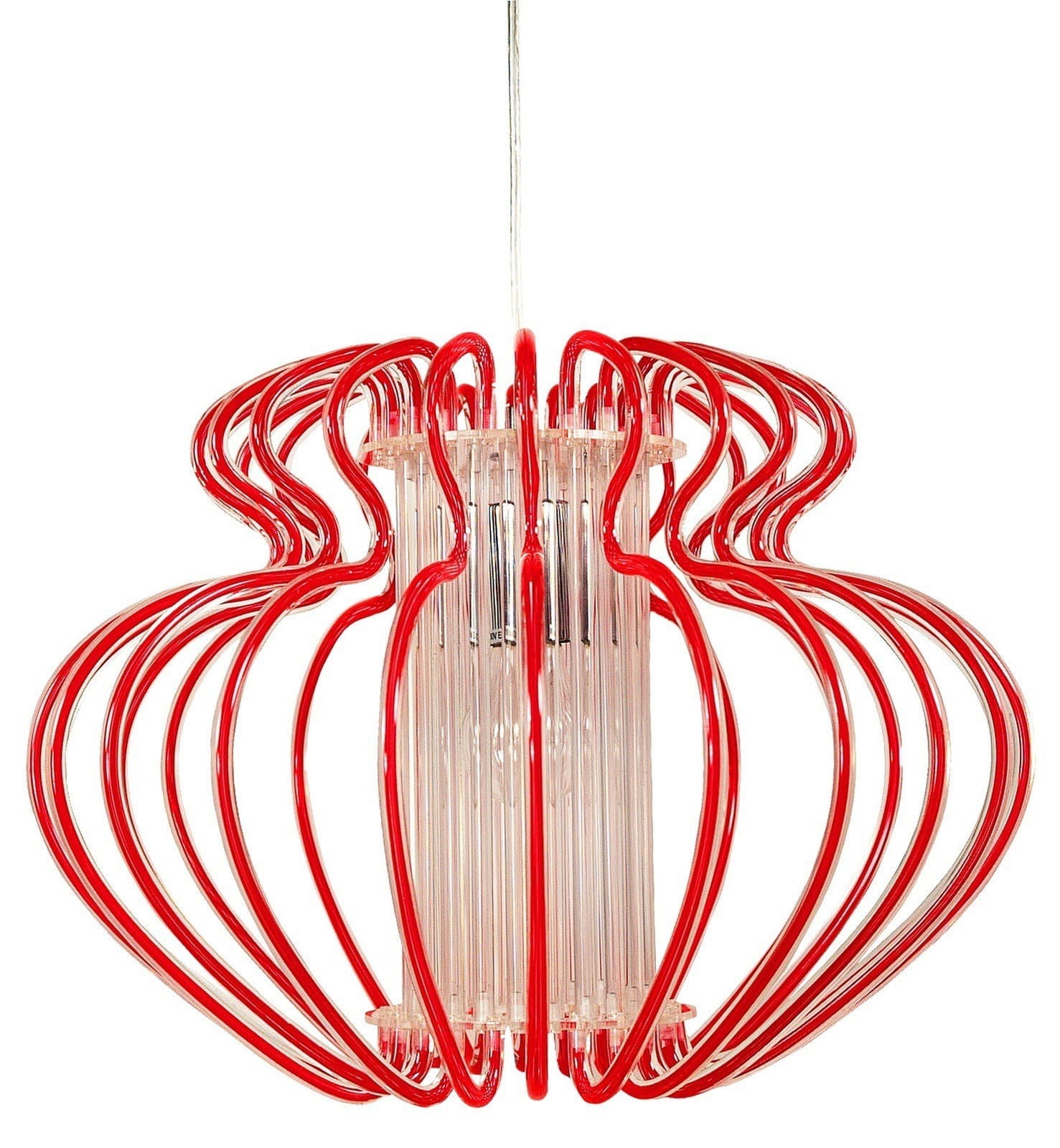 Lampa wisząca Imperia chromowana-czerwona 1xE27x60W wym: 150 x 52 x 52 cm akryl Candellux