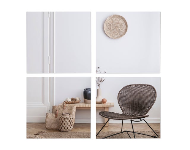 BD ART Lot de 4 miroirs carrés 40x40 cm. Adhésif, miroir en verre véritable