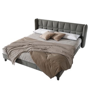 Guyii Letto Matrimoniale Imbottito In Velluto Marrone – 180x200 Cm, Testiera Morbida, Struttura Solida, Facile Montaggio, Senza Materasso