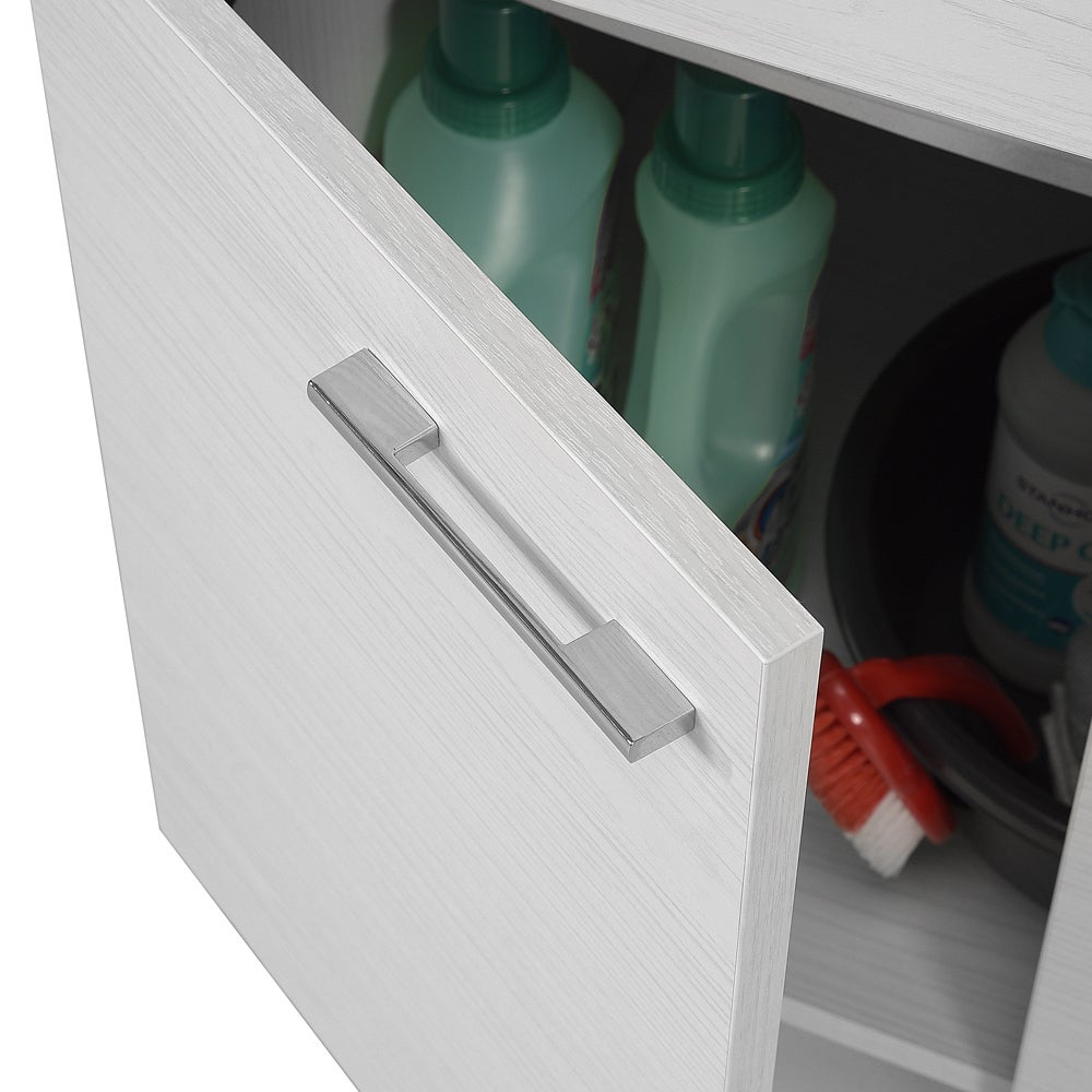 Mobile lavatoio 75x60cm bianco frassino con due ante e vasca in ceramica Revine - 9