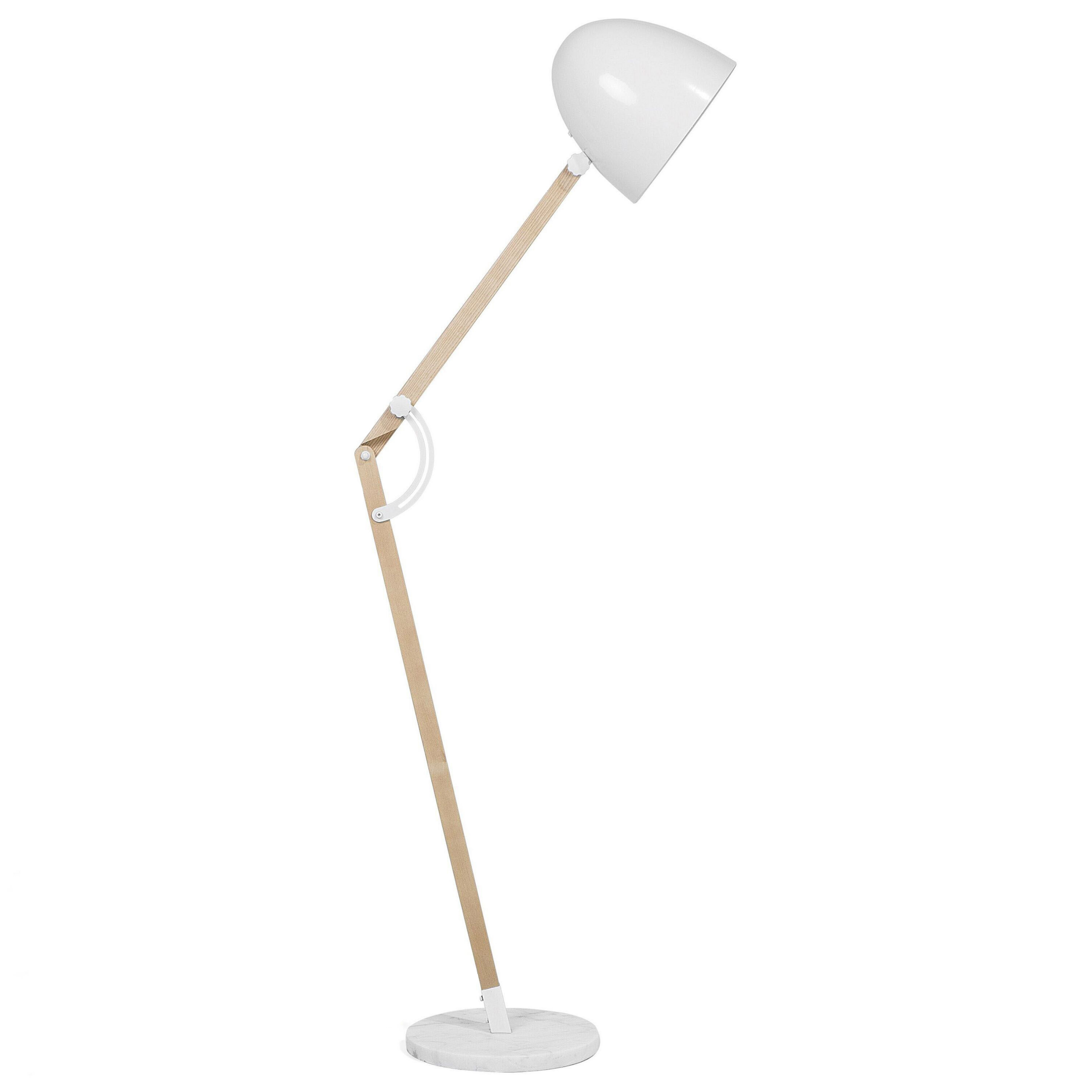 Lampadar HETTON Reglabil Lemn de stejar Alb